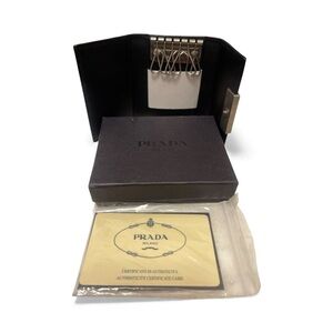 Prada Black Key Holder with Silver Accents